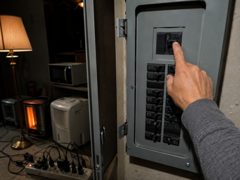 Główny bezpiecznik w domowej rozdzielni elektrycznej